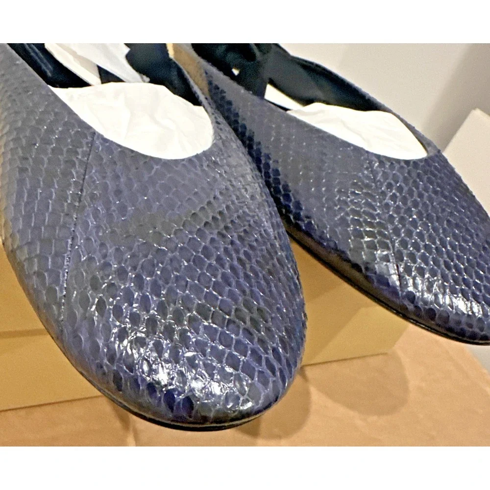 Michael Kors Collection Size IT 40/10 Maren Lace Ballet Flat Sapphire Snake Skin